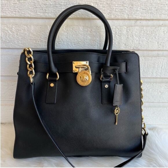 MICHAEL KORS Black XL Hamilton Laptop Shoulder Bag Jet Set Raven Mercer Voyager - Picture 1 of 12